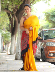Ajrakh Modal Silk Saree