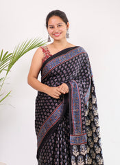 Ajrakh Modal Silk Saree