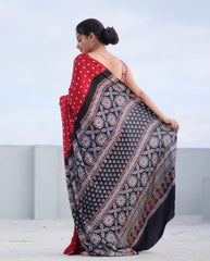 Ajrakh Modal Silk Saree