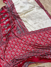 Semi Modal Silk Saree With Ajrakh Print