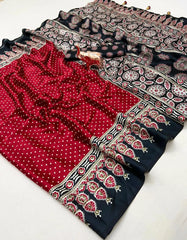 Ajrakh Modal Silk Digital Printed Saree