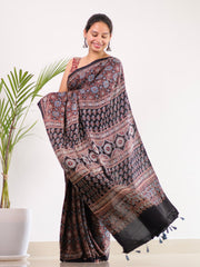 Ajrakh Modal Silk Saree