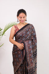 Ajrakh Modal Silk Saree