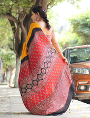 Ajrakh Modal Silk Saree