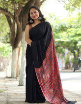 Ajrakh Modal Silk Saree