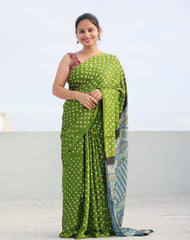 Ajrakh Modal Silk Saree
