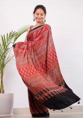 Ajrakh Modal Silk Saree