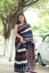 Ajrakh Modal Silk Saree