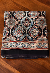 AJRAKH BEAUTIFUL BLACK MODAL SILK DIGITAL PRINTED SAREE