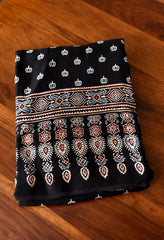 AJRAKH BEAUTIFUL BLACK MODAL SILK DIGITAL PRINTED SAREE