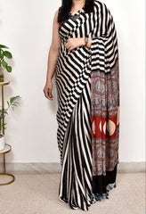 AJRAKH MODAL SILK DIGITAL PRINTED SAREE