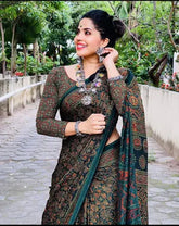 Ajrakh Modal Silk Digital Printed Saree