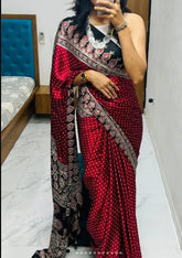 Ajrakh Modal Silk Digital Printed Saree