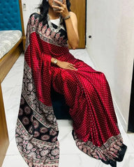 Ajrakh Modal Silk Digital Printed Saree