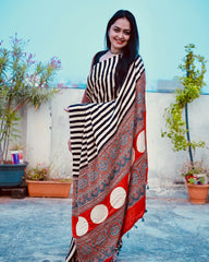 AJRAKH MODAL SILK DIGITAL PRINTED SAREE