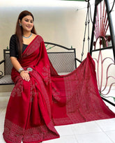 Ajrakh Modal Silk Saree