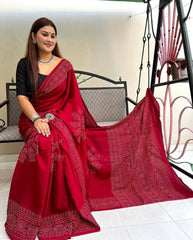 Ajrakh Modal Silk Saree