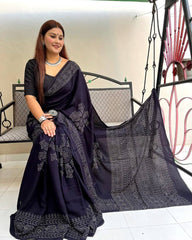 Ajrakh Modal Silk Saree
