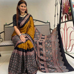 Ajrakh Modal Silk Saree