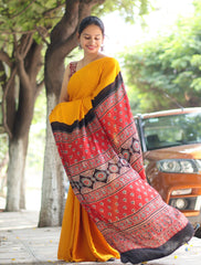 Ajrakh Modal Silk Saree