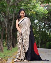 Ajrakh Modal Silk Saree