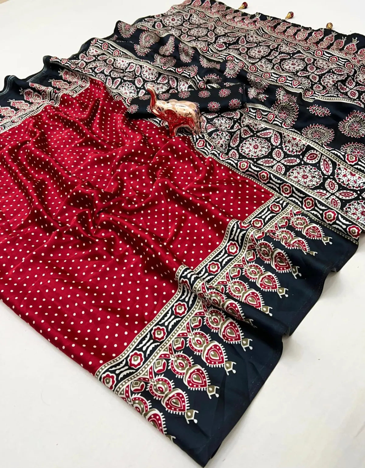 Ajrakh Modal Silk Digital Printed Saree