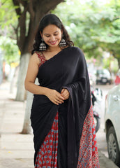 Ajrakh Modal Silk Saree