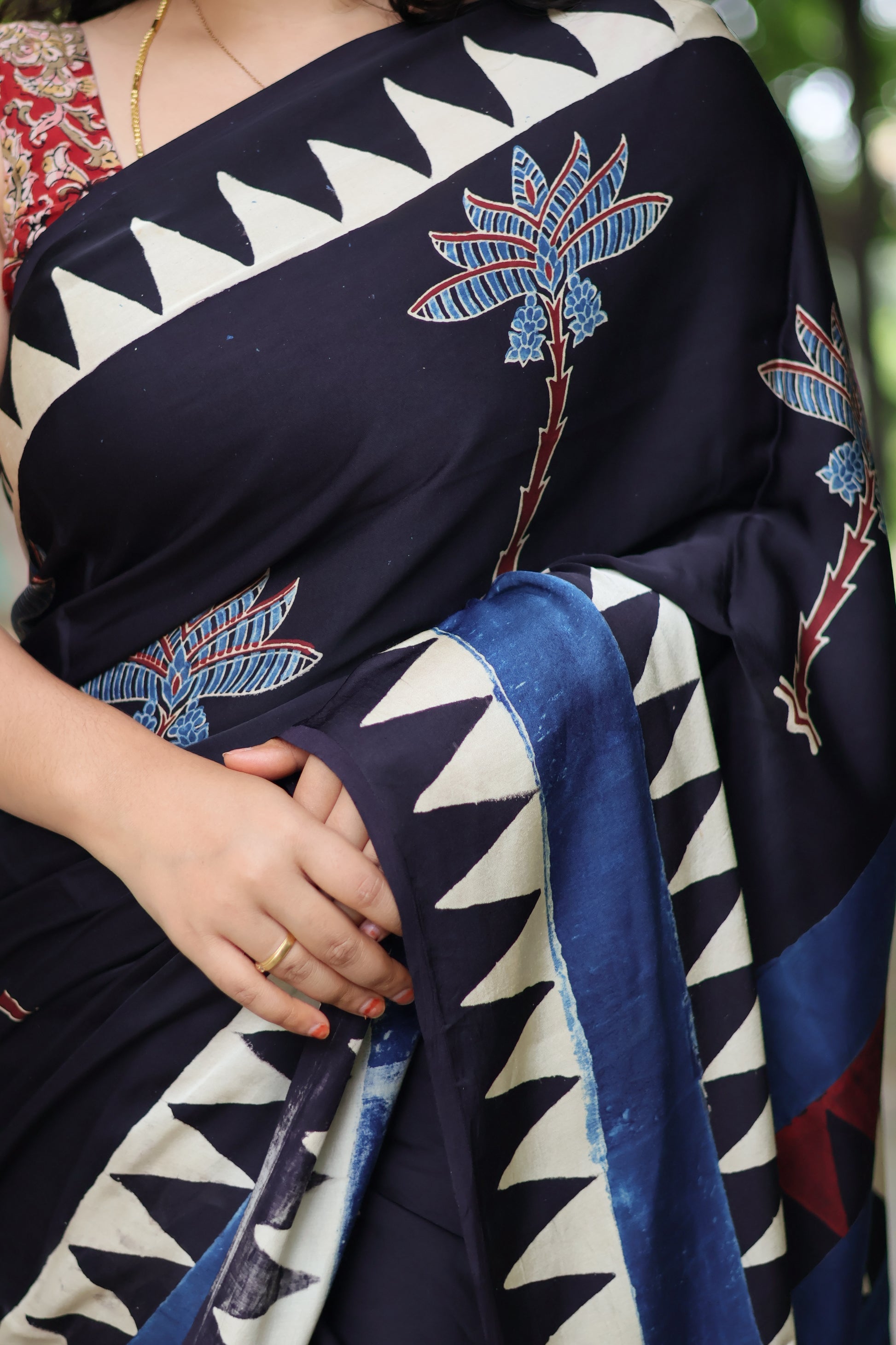 Ajrakh Modal Silk Saree