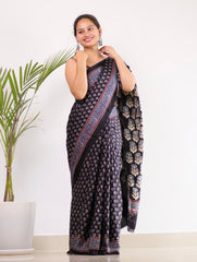 Ajrakh Modal Silk Saree