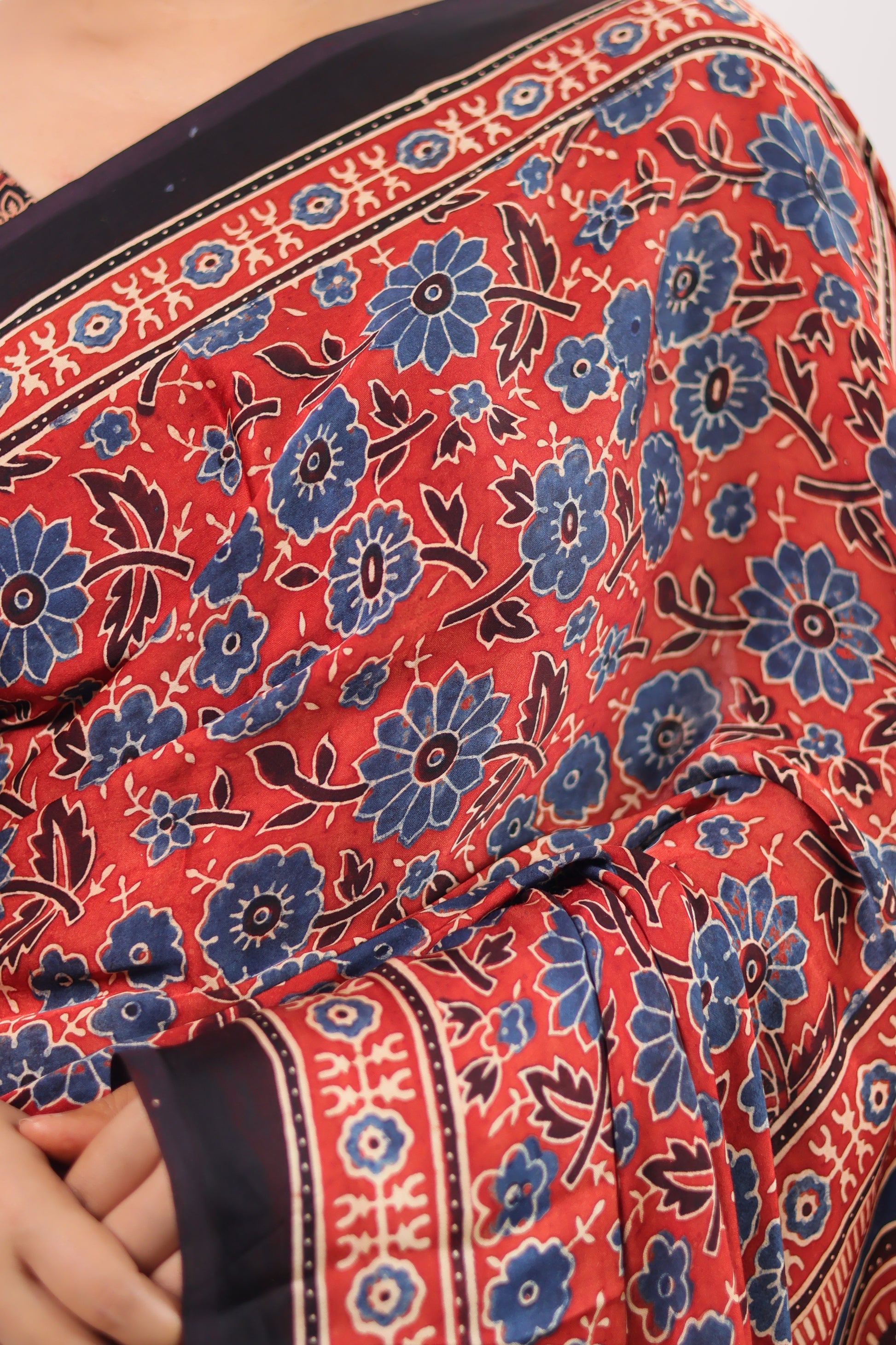 Ajrakh Modal Silk Saree