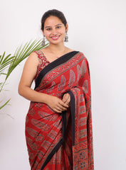 Ajrakh Modal Silk Saree