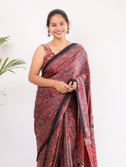Ajrakh Modal Silk Saree