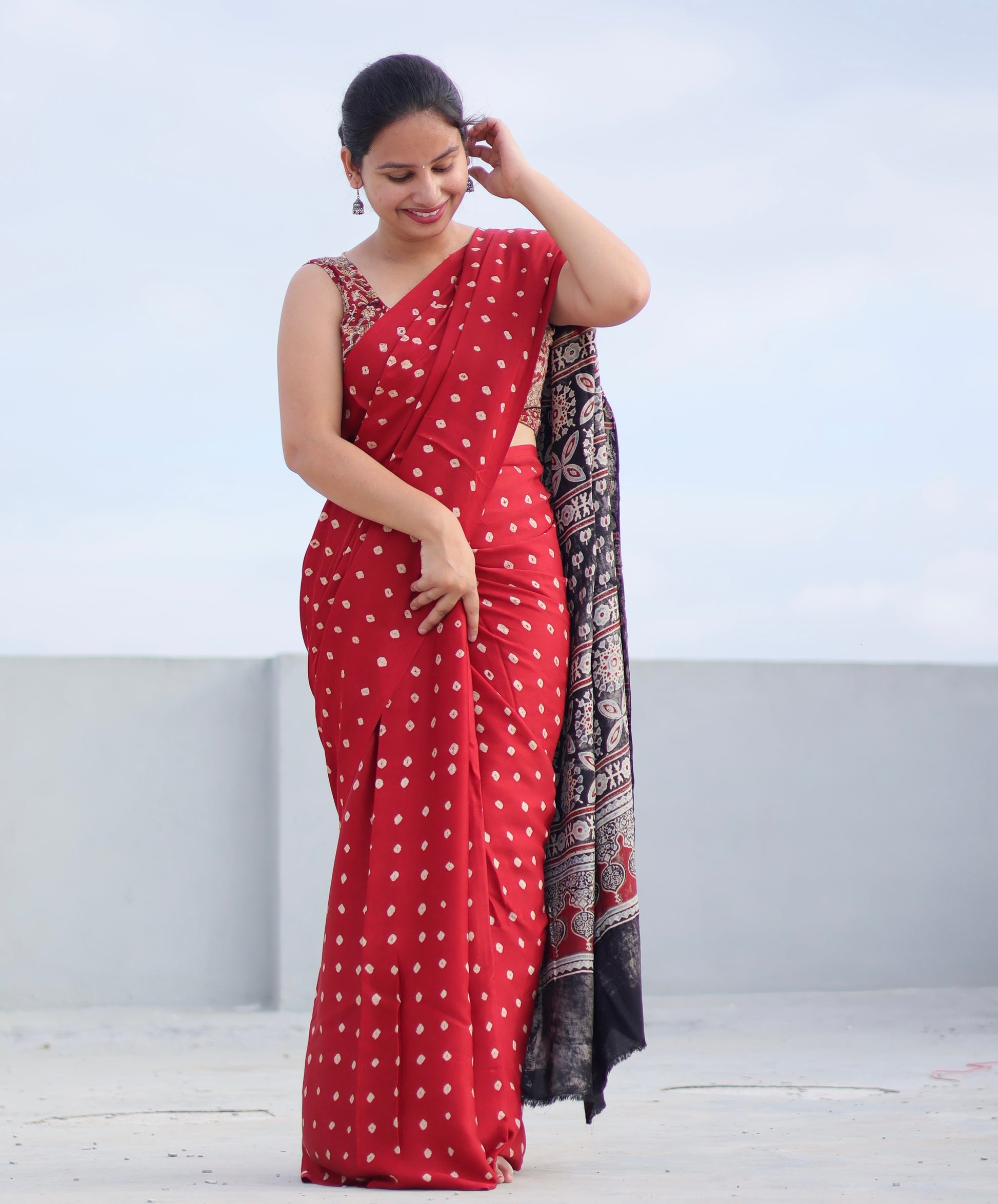 Ajrakh Modal Silk Saree