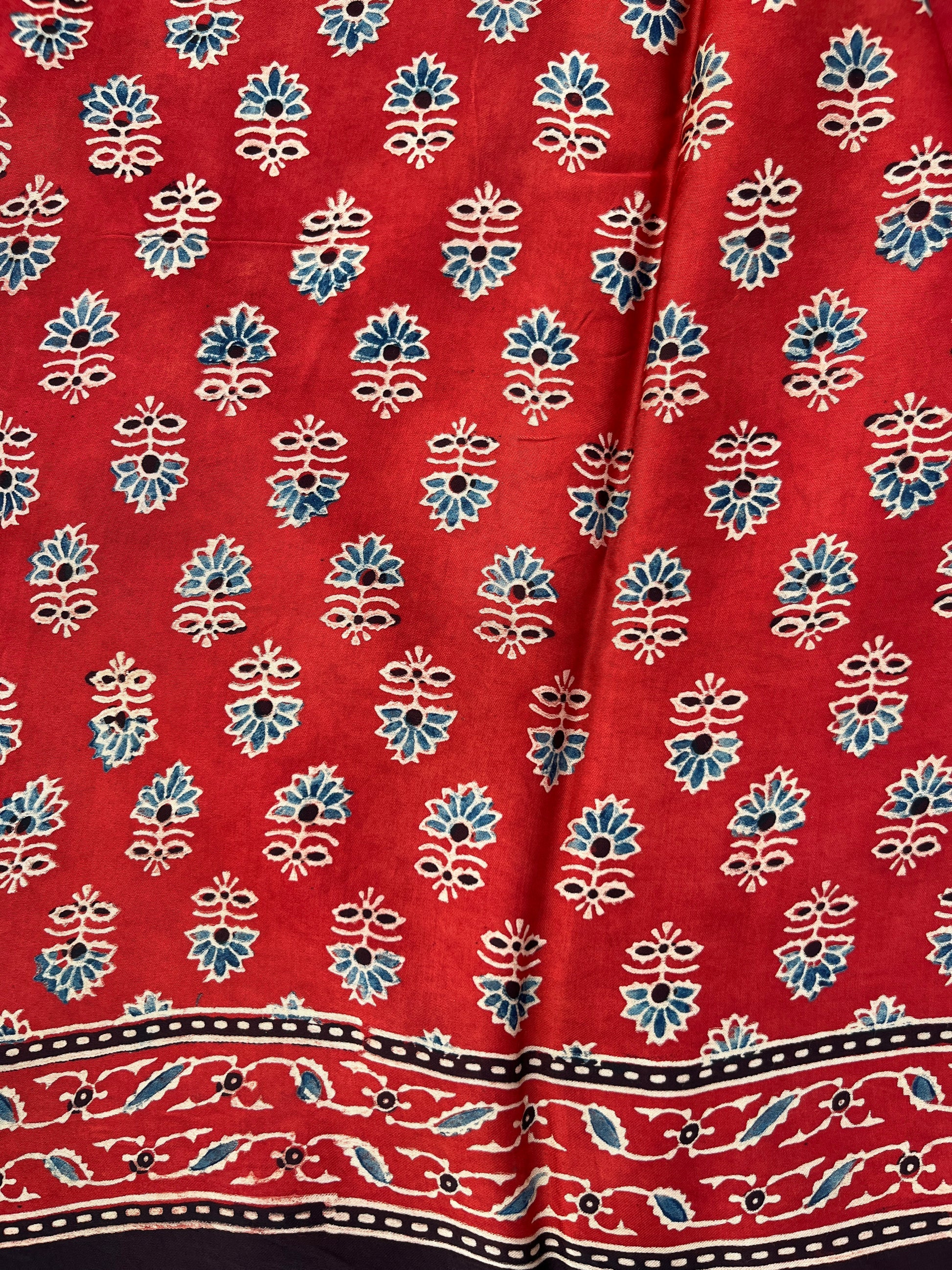 Ajrakh Modal Silk Saree