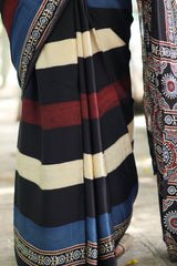 Ajrakh Modal Silk Saree