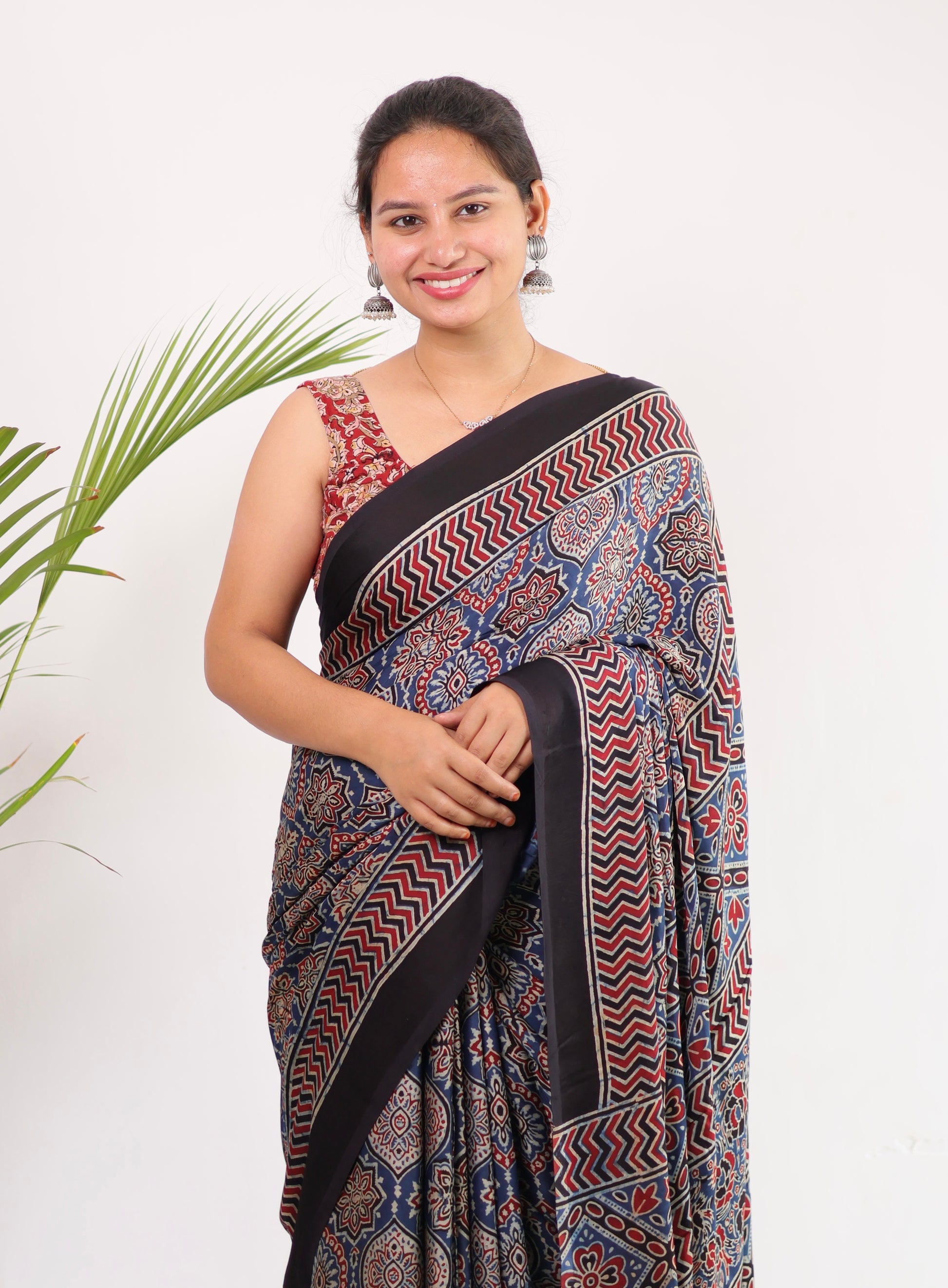 Ajrakh Modal Silk Saree