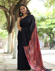 Ajrakh Modal Silk Saree