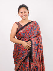 Ajrakh Modal Silk Saree