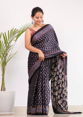 Ajrakh Modal Silk Saree