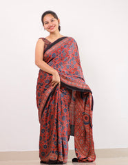 Ajrakh Modal Silk Saree