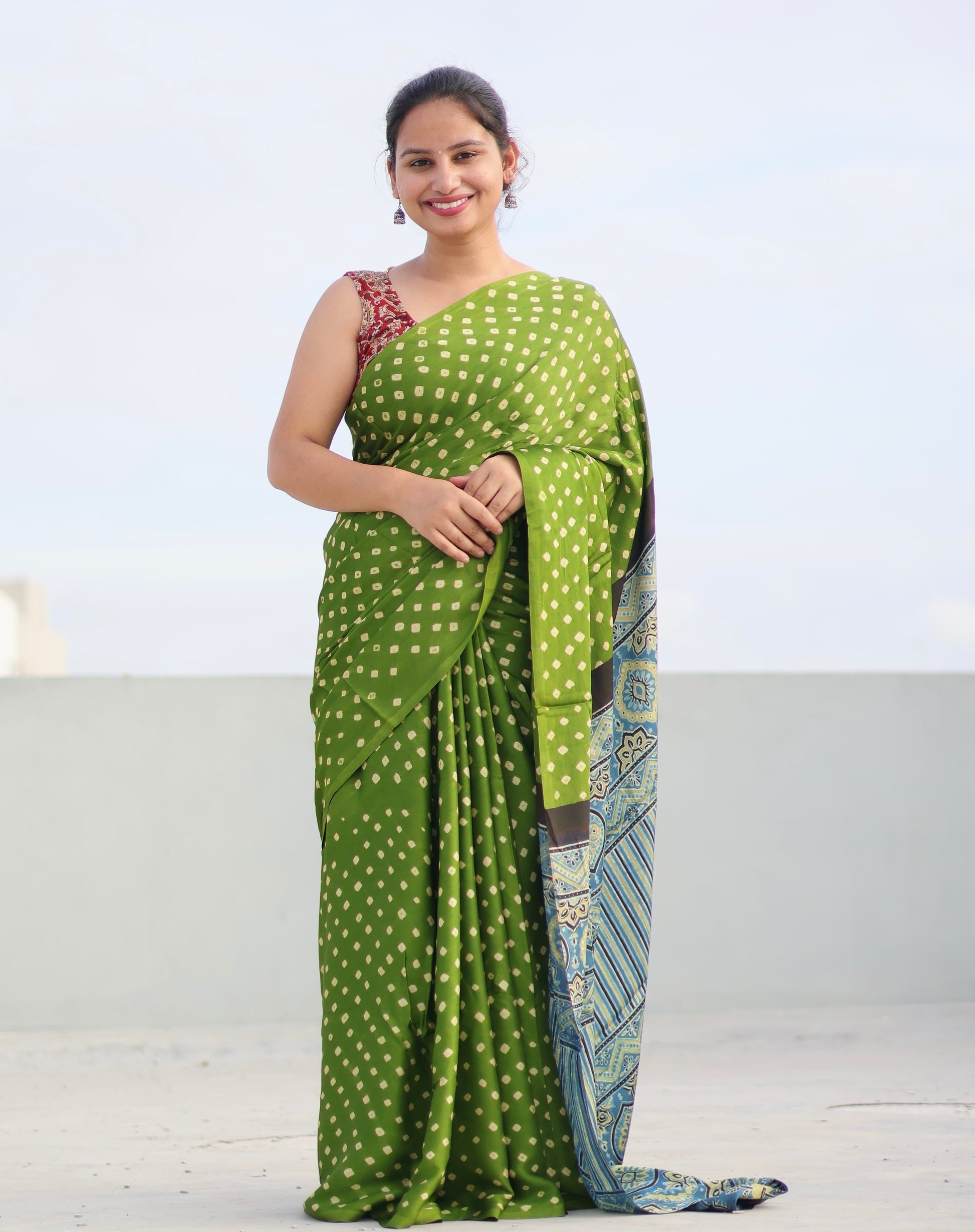 Ajrakh Modal Silk Saree