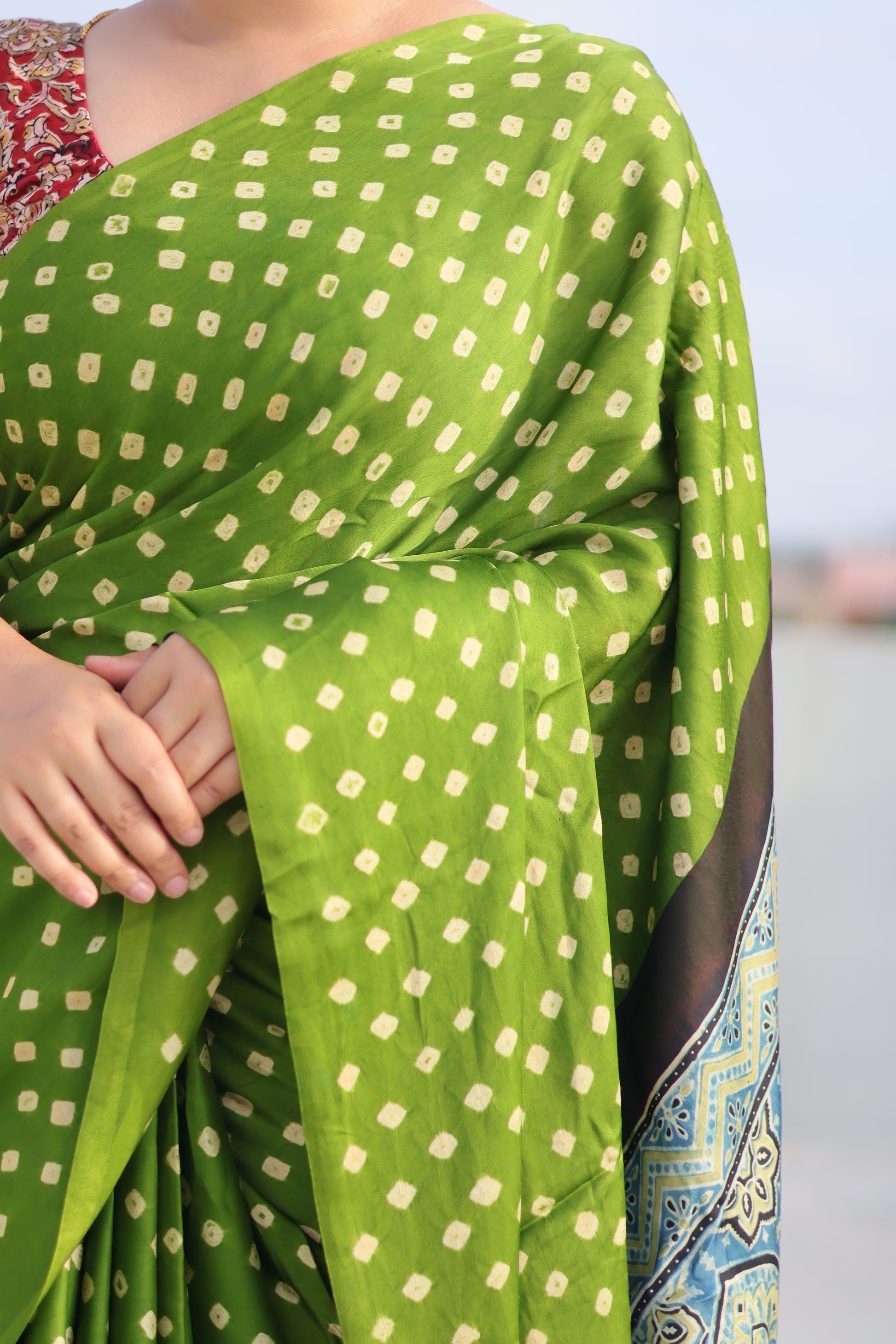 Ajrakh Modal Silk Saree