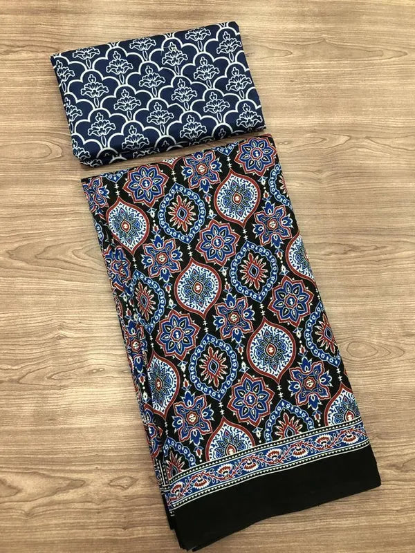 Ajrakh Modal Silk Digital Printed Saree