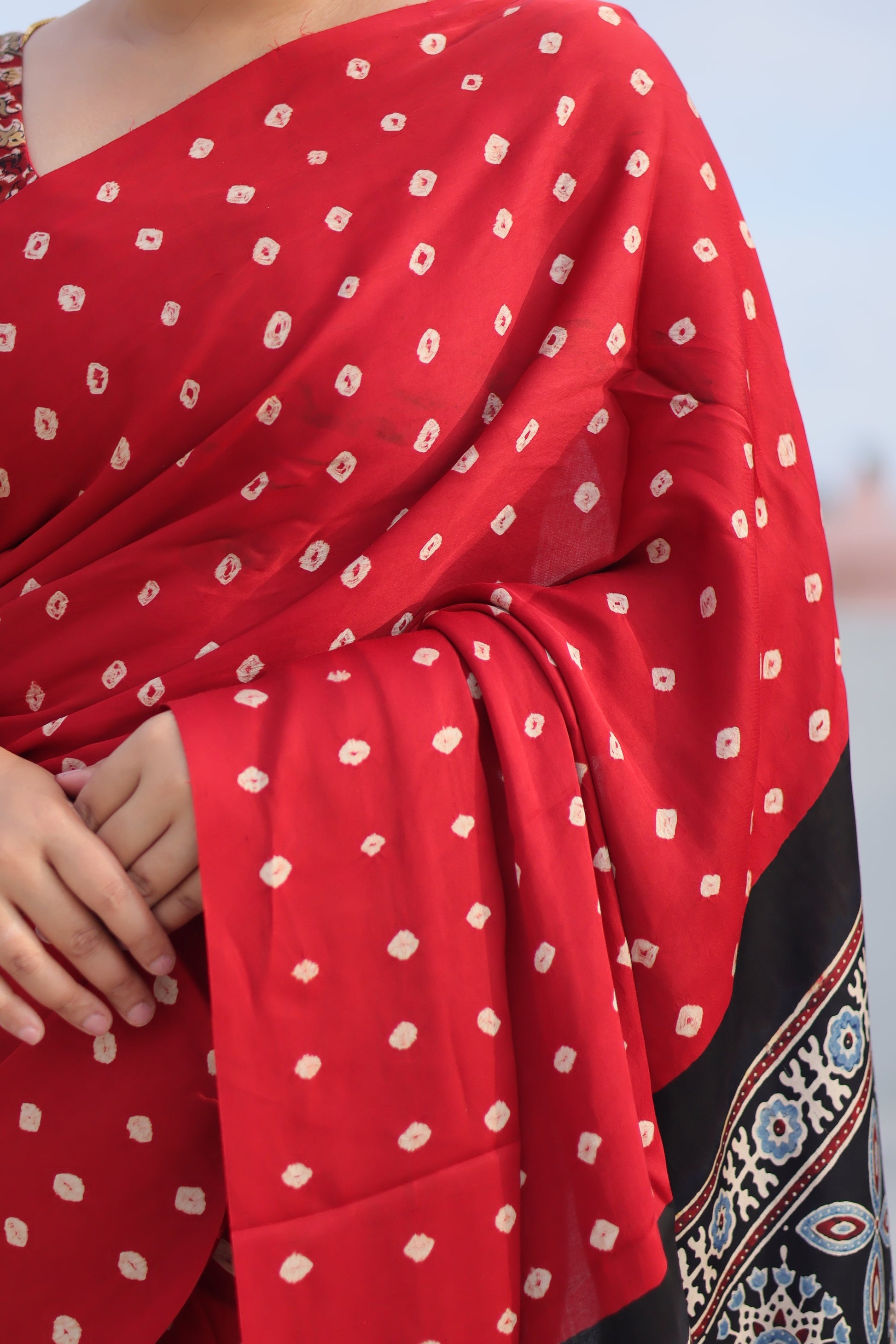 Ajrakh Modal Silk Saree