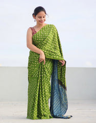 Ajrakh Modal Silk Saree