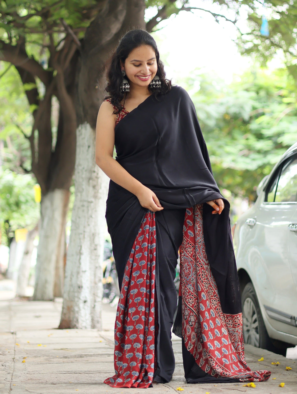 Ajrakh Modal Silk Saree