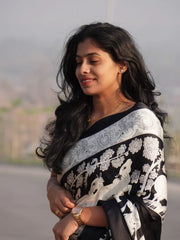 AJRAKH MODAL KALAMKARI DESIGN  DIGITAL PRINTED SAREE