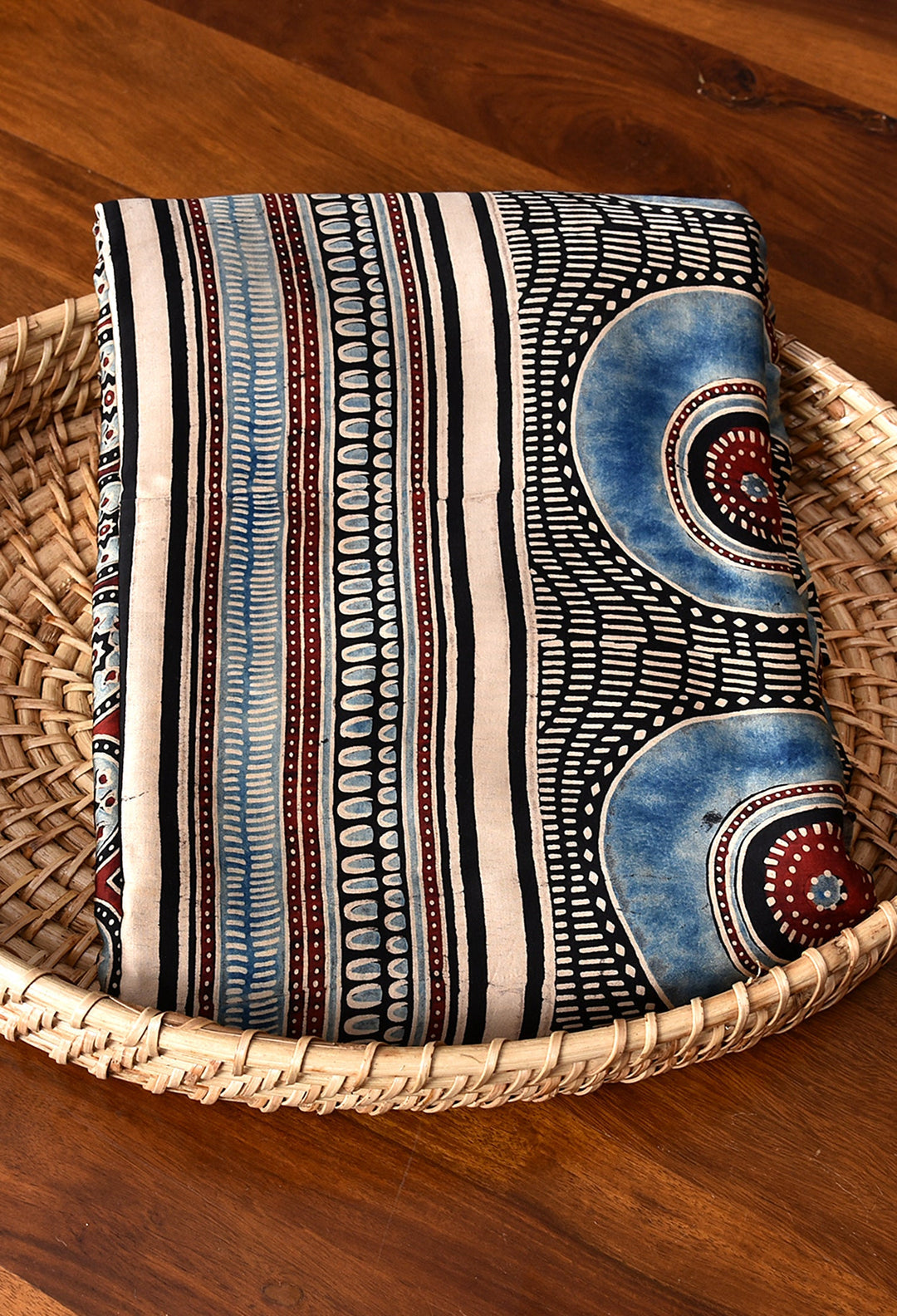 AJRAKH BLACK AND BLUE EYES MODAL SILK DIGITAL PRINTED SAREE