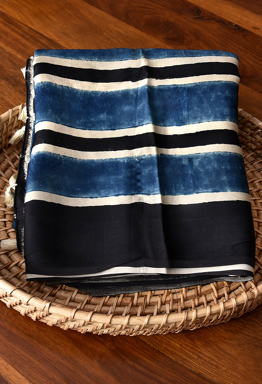 AJRAKH BLUE  MODAL SILK DIGITAL PRINTED SAREE