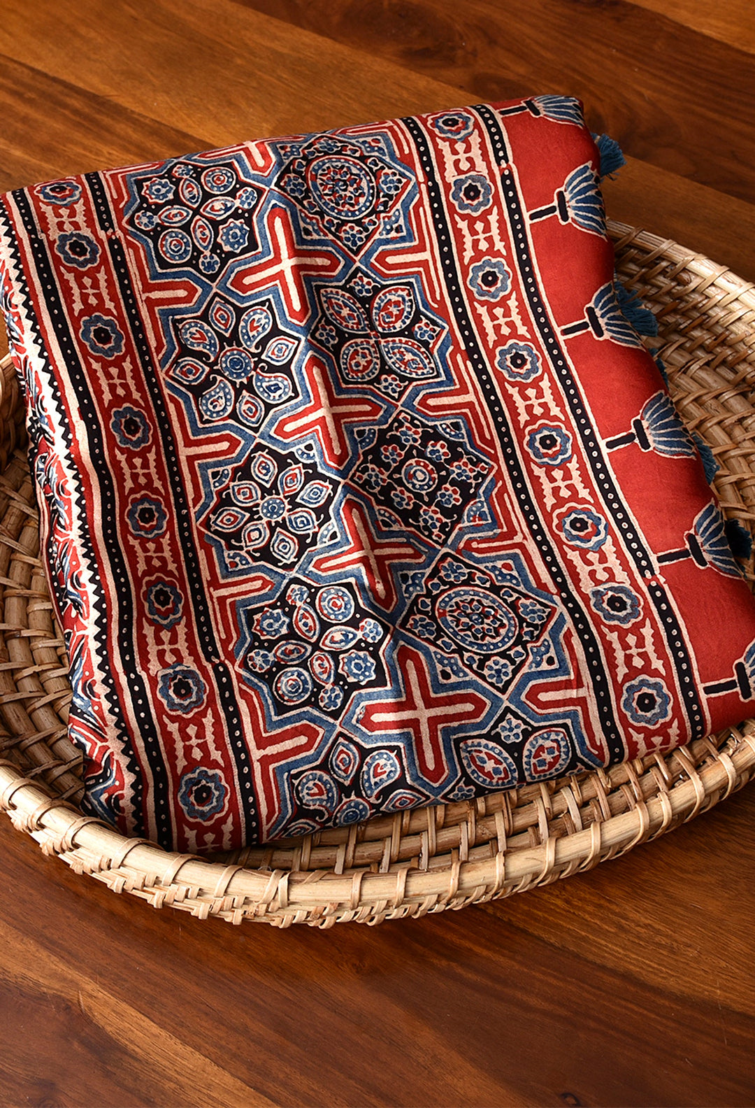 AJRAKH BLACK AND MAROON MODAL SILK DIGITAL PRINTED SAREE